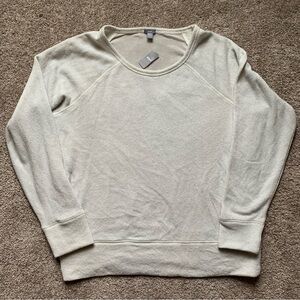 NWT Aerie Womens Sweater Pullover Sheer Back Metallic Scoop Neck Cream Size XXL